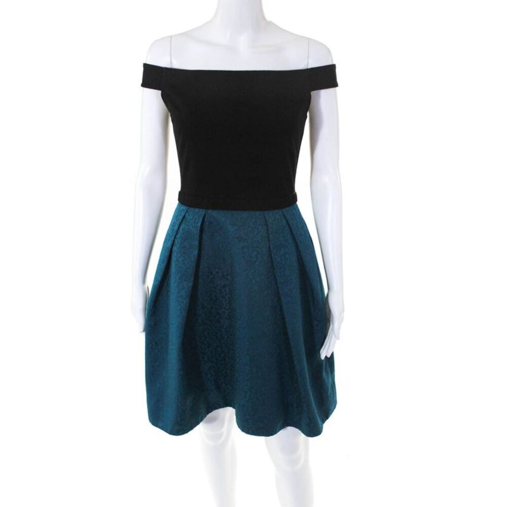 Slate & Willow Womens Color Block Jennifer Dress Black Blue Size 4 10277494